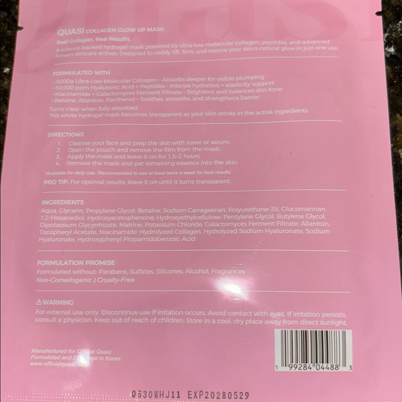 Two Quasi Collagen Glow Masks price firm $20 or one mask FREE w/  $75 purchase - Picture 6 of 9